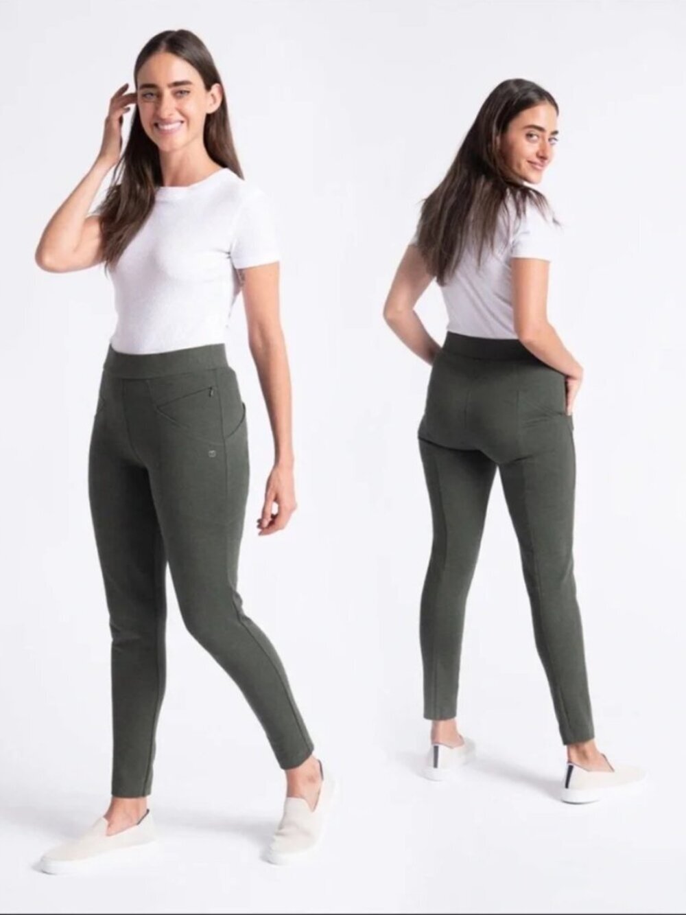 New Betabrand Sage Green Skinny Zippered Journey Dress Pant Yoga Pants XSmall
